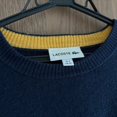 Lacoste ラコステ スリーブボーダークルーネックニットセーター （ネイビー）ニット Mサイズの画像