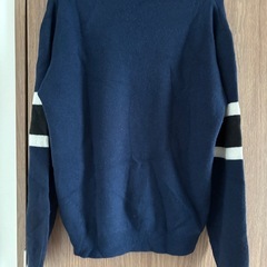 Lacoste ラコステ スリーブボーダークルーネックニットセーター （ネイビー）ニット Mサイズの画像