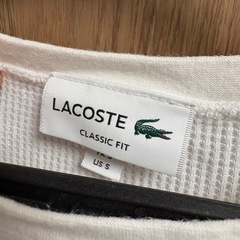 Lacoste ラコステ ワッフルクルーネックロングTshirt サイズM相当 日本製 ホワイト カットソーの画像