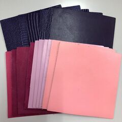 【革はぎれ】　1デシ（10㎝×10㎝）　20枚セット　赤・紫系の画像