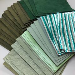 【革はぎれ】　1デシ（10㎝×10㎝）　20枚セット　青・緑系の画像