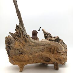 stp-3331　流木インテリア　小さい神様付　幅38cm　ナチュラル　オブジェ　インテリア　置物の画像