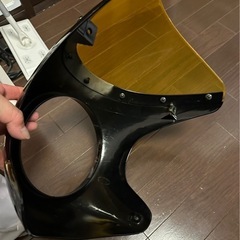 バイク用 ビキニカウル カフェレーサー 汎用 ブラック イエロー スクリーン　エストレアに装着していました。の画像