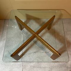 ガラステーブル 幅80x奥行80x高さ38cm ローテーブル 25H 北TO3の画像