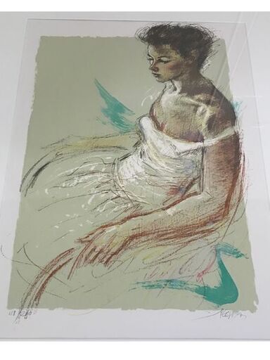 直筆サイン入り■ペクナール「横たわる女」絵画リトグラフ人物画 直筆サイン入り□ペクナール「横たわる女」絵画リトグラフ人物画