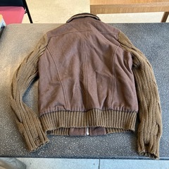 A2508-093 ZARA MAN ウール/ニット切り替えブルゾン ブラウン サイズ:M 毛玉有りの画像