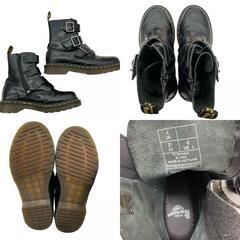 186000 現状品 Dr.Martens ドクターマーチン エンジニアブーツ UK4　２３ｃｍ AW009　GV07T  23 ブラック BLAKE 三連ベルト サイドジップ [250113HM240014]の画像