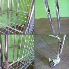 折りたたみワイヤーワゴン 深さ調節可（サビあり）W60cm×40cm■Ｉ-211の画像