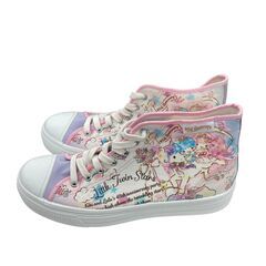 186001 現状品 SANRIO サンリオ リトルツインスターズ ハイカット スニーカー 24 ホワイト 総柄 [250328HM270125]の画像