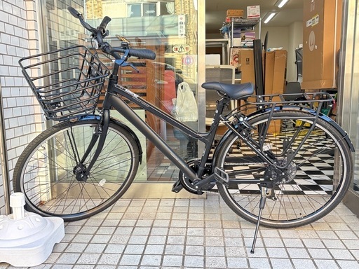 ほとんど新品！　自転車　オフィスプレスコミューター　前カゴ、バックミラーその他付属