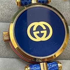 電池交換済　gucci レディース腕時計 レザーべルト　シェリーライン　ブルーの画像