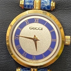 電池交換済　gucci レディース腕時計 レザーべルト　シェリーライン　ブルーの画像