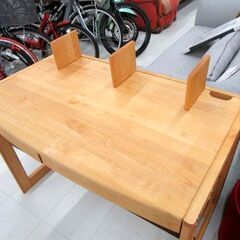 堀田木工所 学習机 幅105.5cm 袖机付き 天然木 ナチュラル シンプル 中古 勉強机 デスク HOTTA WOODY 苫小牧西店の画像