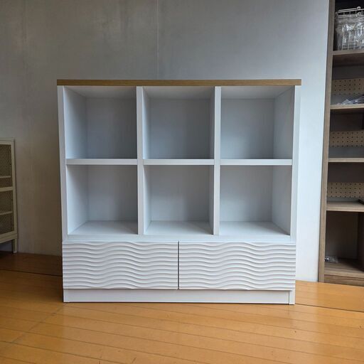 未使用訳あり オープンラック 幅105cm ナチュラル×ホワイト 北欧 リビングボード 飾り棚 書斎 A4 雑誌収納 本棚 おもちゃ収納 棚