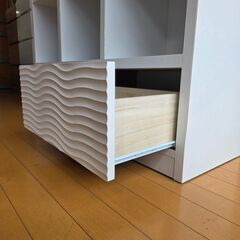未使用訳あり オープンラック 幅105cm ナチュラル×ホワイト 北欧 リビングボード 飾り棚 書斎 A4 雑誌収納 本棚 おもちゃ収納 棚の画像