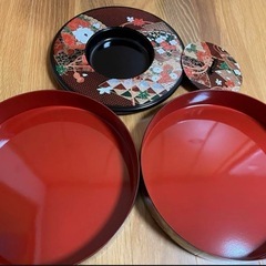 【価格応相談】昭和レトロ 寿司桶セット 2段 小皿付き の画像