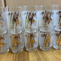 【送料込み】シャディ グラスウェア 10客セット 竹柄 ゴールド 昭和レトロ 未使用の画像