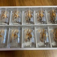 【送料込み】シャディ グラスウェア 10客セット 竹柄 ゴールド 昭和レトロ 未使用の画像