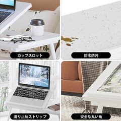 折りたたみテーブル ローテーブル 小さめ 折り畳み 一人暮らし 机 低い ミニテーブル 超軽量折畳み 5種類の高さ調整(ホワイト)の画像