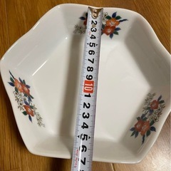 【送料込み】絵変わり三彩 六角盛鉢揃 3客セット／陶磁器 17cm レトロ未使用品の画像