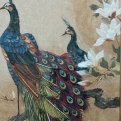 孔雀のちぎり絵の画像
