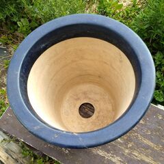 ◆ 植木鉢　青柚　陶器　信楽焼（おそらく）＃ラン鉢　昭和レトロ　中古の画像
