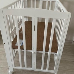 カトージ　KATOJI ミニ ベビーベッド　折りたたみ 白 ホワイトの画像