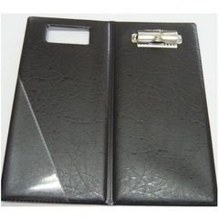 二つ折り 縦型 レシートバインダー 金属クリップ付き伝票ホルダー レザータッチの画像