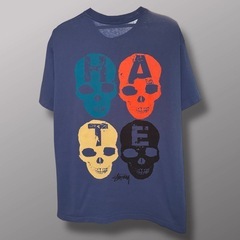 レア STUSSY LOVE HATEドクロT 青 L 00s ヴィンテージの画像