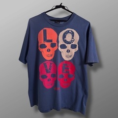 レア STUSSY LOVE HATEドクロT 青 L 00s ヴィンテージの画像