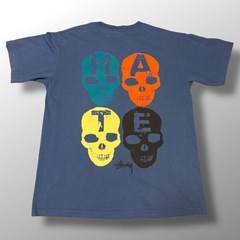 レア STUSSY LOVE HATEドクロT 青 L 00s ヴィンテージの画像