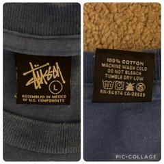 レア STUSSY LOVE HATEドクロT 青 L 00s ヴィンテージの画像