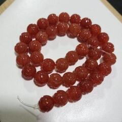 天然石 蓮 彫り物  レッドアゲート 連材の画像