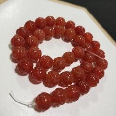 天然石 蓮 彫り物  レッドアゲート 連材の画像