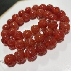 天然石 蓮 彫り物  レッドアゲート 連材の画像