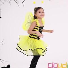 子供 妖精 仮装 衣装 女の子 ミツバチ コスプレ ドレス 可愛い キッズコスチューム なりきり 変装 万聖節 ハロウィン パーティー イベント の画像