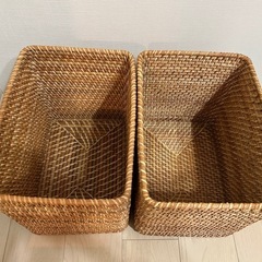 無印良品 重なるラタン長方形バスケット・特大の画像