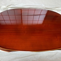 【未使用】飛騨春慶塗 紅塗 大福盆(膳) トレー 木製 漆器 共箱の画像