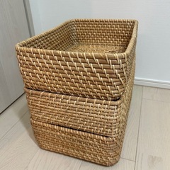 無印良品 重なるラタン長方形バスケット・小の画像