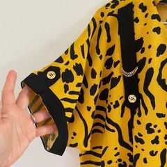 レトロ服 イエロー ブラック ヒョウ柄 半袖シャツの画像