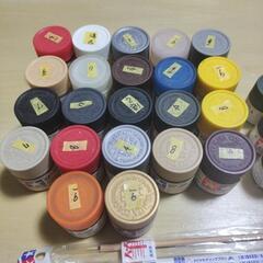 タミヤカラーアクリル塗料23ml 22色+10ml6色+新品未使用筆5本セットの画像
