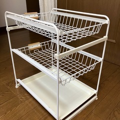 キッチン シンク下 収納カゴ 整理かご スライドラック コンロ下の画像