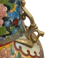 大型陶器花瓶 花鳥模様92㌢大型の画像