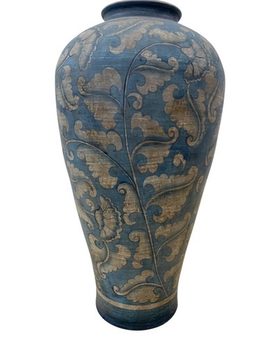 大型陶器花瓶 花鳥模様92㌢大型