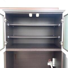 リユースのサカイ太田店★ジモティ割あり★  食器棚 ダークブラウン H180.5×D40×W79 クリーニング済み OJ10441の画像