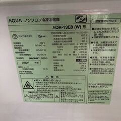 【ジャングルジャングル岩出店】【A848】冷蔵庫 AQUA AQR-13E8 2021年製★六ヶ月保証★ 中古 家電 和歌山 岩出市 紀の川市 海南市の画像