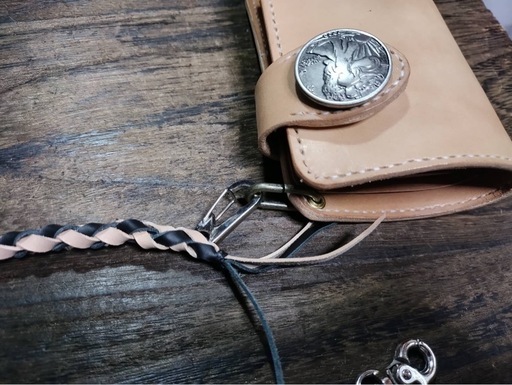 42cmレザーチェーン付■Middle Leather Wallet