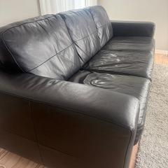 IKEA イケア ソファ 3人掛け  SKOGABY 黒 本革の画像