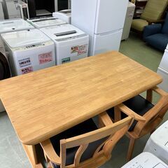 【リサイクルショップ ピカソ 小松原】🍽️🪑【ナチュラルウッド×ブラックレザー✨大人のダイニング4点セット】🪑🍽️★4003★の画像