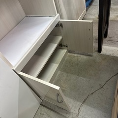 🎉レンジ台 炊飯器 アイボリー 白 木目の画像